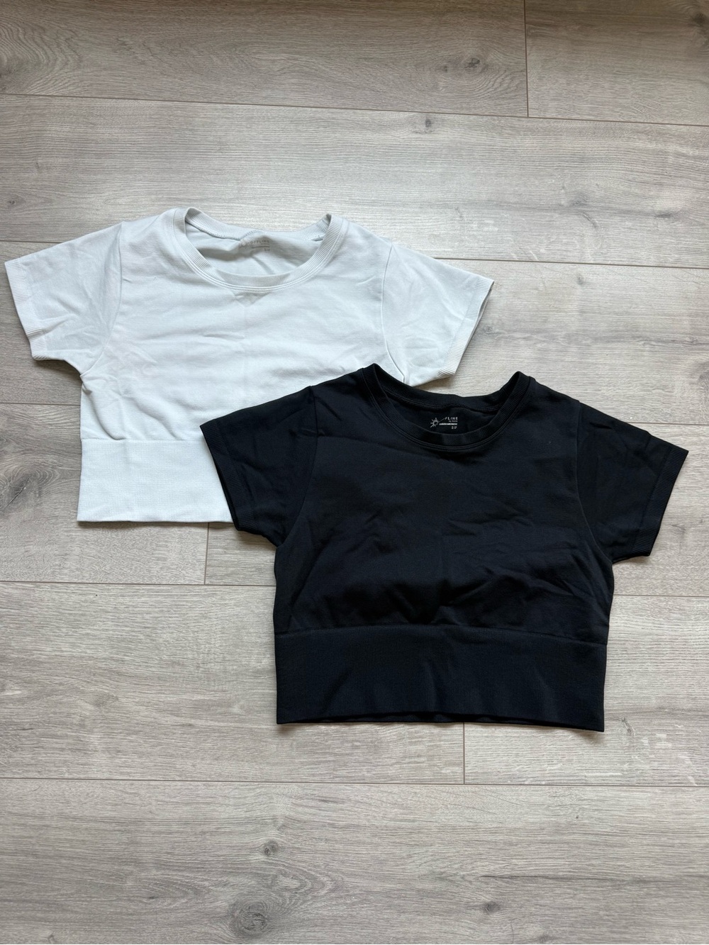 Aerie Black and White Short Sleeve Crop Top Duo